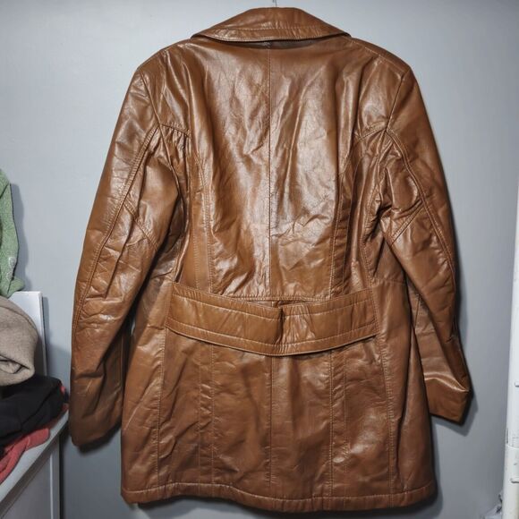 Delong Glove‎ Cowhide Leather Coat Jacket USA Retro 70’s Belted. Size 40 Vintage - Picture 4 of 8